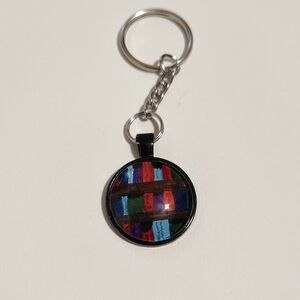 Hand Painted Black Circle Keychain